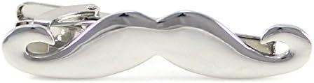 MENDEPOT Mustache Tie Clip with Box Rhodium Plated Mustache Tie Clip
