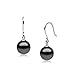 8MM Sterling Silver High Luster Grey Synthetic Pearl Drop Earrings