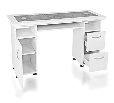 Manikürtisch, Nageltisch, Studiotisch mit Absaugung SA-30, Betonoptik DR-17-1