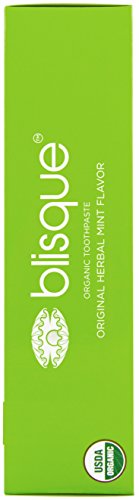 Blisque Organic Toothpaste - Original Herbal Mint Flavor (Organic, Natural, Non-toxic, Fluoride/SLS Free Toothpaste)