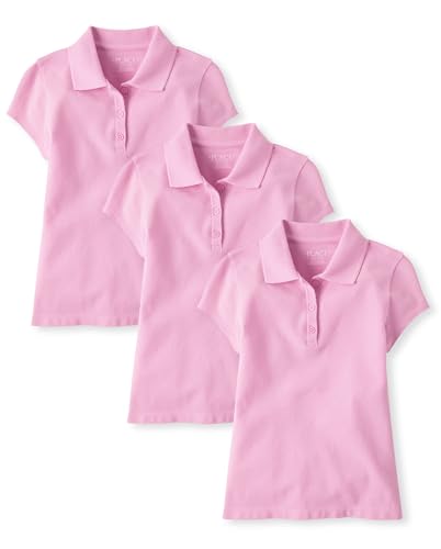 The Children's Place,Girls,Multipack Short Sleeve Pique Polos,Sparkle Pink 3-Pa…
