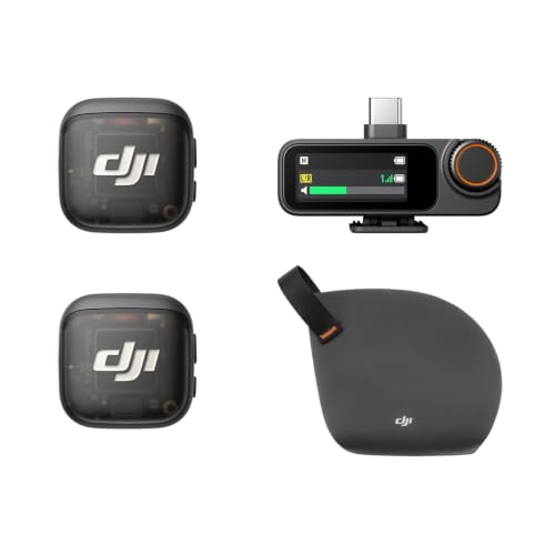 DJI Mic 3 (2 Sender + 1 Empfänger), Funkmikrofon für iPhone/Kamera/Android, Ultraleicht, Adaptive Gain-Steuerung für ausgewogene Lautstärke, 28 Std. N