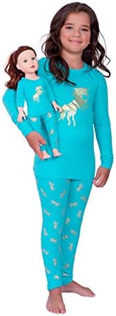 Girls and Dolls 4 Piece Matching Unicorn Pajama Sets (Matching Doll Dress Fits American Girl Dolls & 15-18 inches Dolls)