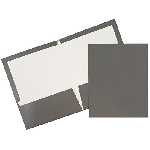 UPC 799418490984, JAM Paper Glossy Two Pocket Presentation Folder - Grey - 100/pack