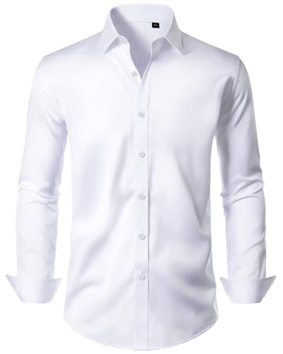 Mens Dress Shirt Long Sleeve Wrinkle Free Stretch Button Down Shirts