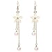 Women's Flower Shaped Long Dangle Earrings, CICINIO Hypoallergenic Freshwater Cultured Pearl Earrings Great Gift For Girls