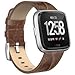 SWEES Leather Bands Compatible for Versa Small & Large, Genuine Leather Bands with Stainless Steel Buckle Strap Replacement Wristband Compatible for Versa Women Men, Brown