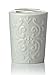Designer 4-Piece Ceramic Bath Accessory Set | Includes Liquid Soap or Lotion Dispenser w/Toothbrush Holder, Tumbler, Soap Dish | Vintage Damask | Alpine White