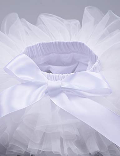 Baby Girls Tutu Bloomers Diaper Cover Cotton Tulle Bloomers and Headband Set White 1-2 Year
