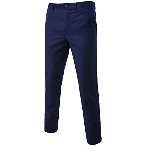 Dressin Menâ€™s Suit Slim Fit One Button 3-Piece Suit Blazer Dress Business Wedding Party Jacket Vest & Pants Navy