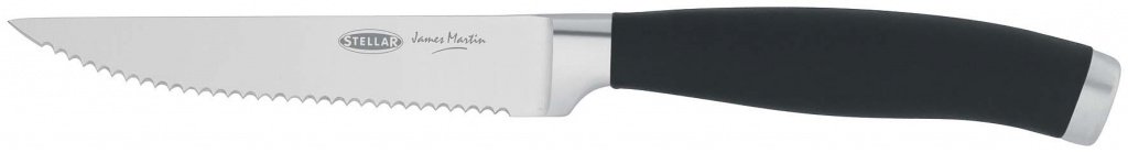 Stellar James Martin Steak Knife 11cm/4.5" Carbon Stainless Steel, Sharp Serrated Blade, Anti-Slip Handle