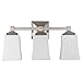 Linea di Liara Brighton 3 Light Bathroom Vanity Light Brushed Nickel Bathroom Light Fixtures Over Mirror Modern Vanity Lighting Fixture with Frosted Glass Shade, UL Listed