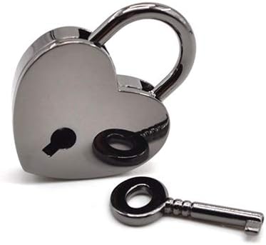 dljztrade Fashion Lovely Heart Shape Black Lock Key Luggage Padlock Home Travel Accessory (1Pcs)