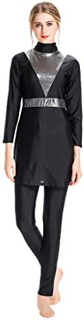 Siswong Ladies Swimsuits with Cap Trunks Hat Burkini Jumpsuit Women Muslim Swimming Costume Bathing Suit Two Piece Hijab Modest Swimwear Islamic Womens Swimsuit Beachwear Long Sleeve