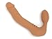 REALDOE ® Classic Silicone Strapless Strap-on Harness-Free Double Dildo (Without Vibrator) Medium Size in Cocoa Tan