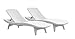 Keter Set of 2 Pacific Sun Lounge Outdoor Chaise Pool Chairs with Resin Rattan Look and Adjustable Back, Oasis White primary