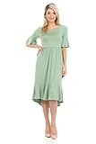 iconic luxe Women's Premium Knit Cropped Bell Midi Dress