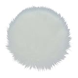 Buorsa 12 inch Soft Faux Sheepskin Rouund Shaggy Shag Area Rugs White Fluffy Living Room Carpet Mini Small Size Fit for Photographing Background of Jewellery