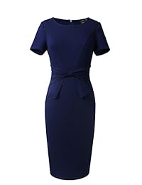 VFSHOW vestido plisado con lazo para mujer, para trabajo, oficina, iglesia, etc.