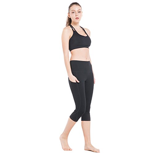 NBDIB Women's Yoga Pants Fashion Workout Capri Running Leggings - High Waist Yoga Pants With Pocket,Yogacapris701-black,Large