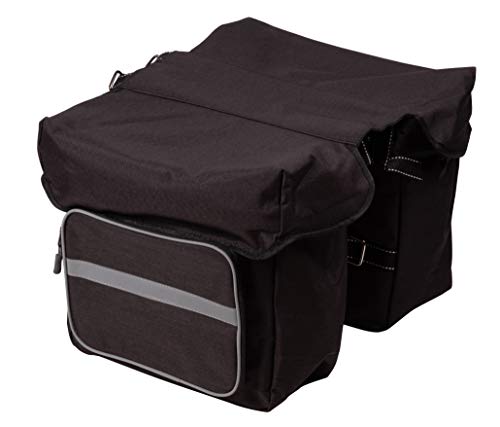 Juvale Bicycle Pannier – Bike Pannier Bag with Adjustable Hooks, Carrying Handle Reflective Trim, Bike Panniers with Large Zippered Pockets & Carrier Handle