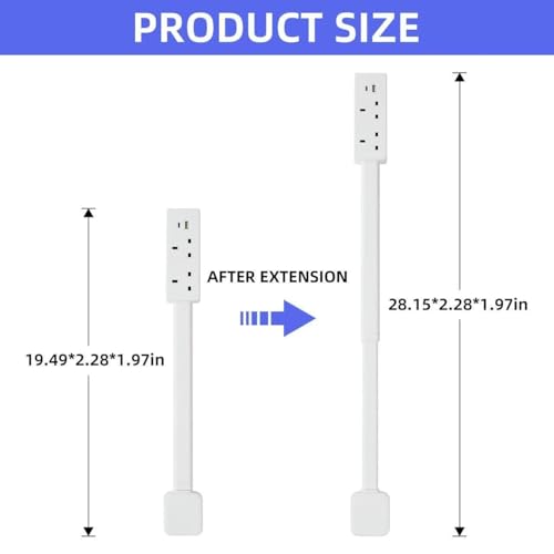 Electrical Outlet Extender Stick, Features USB-A, USB-C and 2 AC Outlets, Extends 18"-28", Rotates 180° Access Hard-to-Reach Outlets, Wall Plug Power Socket Expander Nightstands, Sofa, Desks and More