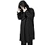 Men's Black Long Hooded Cardigan Large Cape Cloak Coat (US S/Asian L)