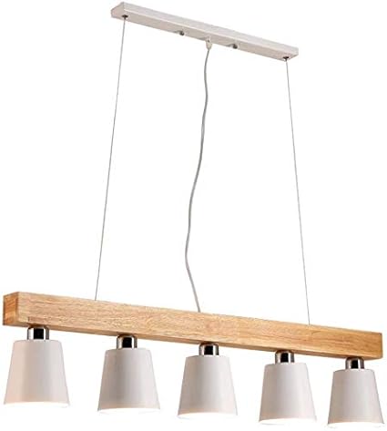 Led 5 Head Wood Art Ceiling Lamp Wood Rustic Pendant Light Bar