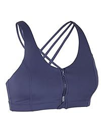 Sujetador deportivo con cremallera para dama, sujetador con tirantes medianos de impacto