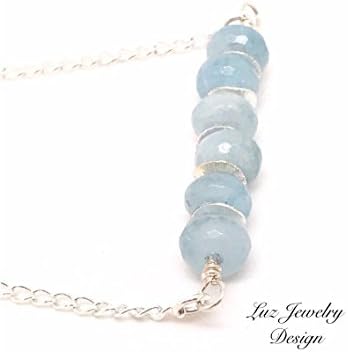 Aquamarine Pendant - Aquamarine Silver Necklace - Aquamarine Bar Necklace