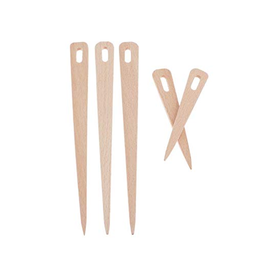 COPYLOVE 5pcs DIY Weaving Tool Wood Needles, Wood Hand Loom Stick Wooden Shuttle Tapestry Weaving Knit Handcrafts Tool Pointed Knitting Needles