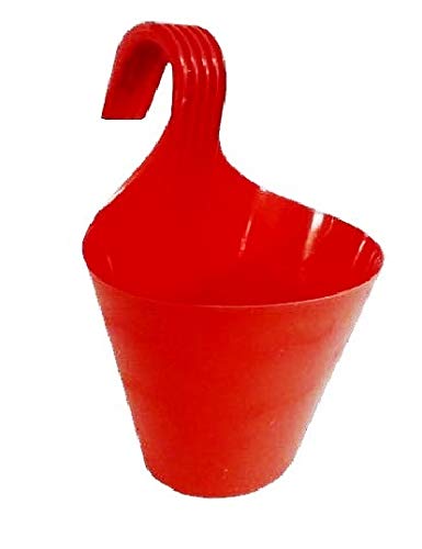 PETALSHUE-Plastic Hanging Planter, Plastic Flower Pot for Balcony & Railing Set of 1
