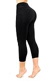 Black Capri Leggings, Butt Lifting Thigh Slimmers with High Rise Waist Control by Curvify (Fits a 33