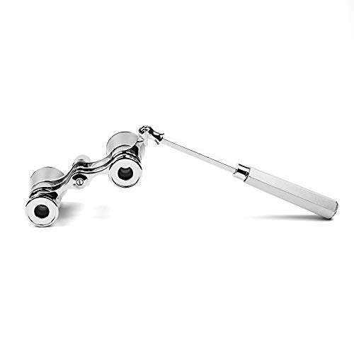 Kingscope 3X25 Vintage Opera Glasses Binoculars for Theater Musical Concert (Lorgnette, Silver, with Handle) - Thumbnail 4