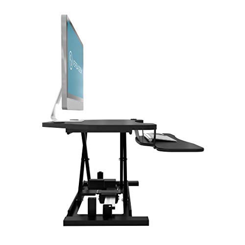 VersaDesk Power Pro Corner - 36" Electric Height-Adjustable Standing Desk - Sit to Stand Desktop with Keyboard and Mouse Tray - Black
