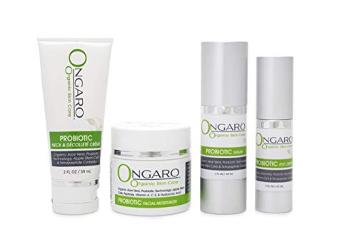Anti-Aging Skincare Kit; Includes Probiotic Facial Serum, Eye Cream, Moisturizer and Neck Cream; hydrating formula for aging skin, fine lines and wrinkles