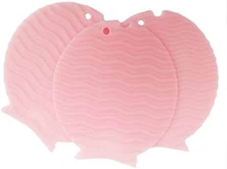 Creative Fashion Silicone Placemat - Fish Shape Insulation Pads Ripple Design Silicone Coaster Potholder Waterproof non slip table mats for Household,Kitchen Dining Room,Camping 1 set of 3PCS Pink