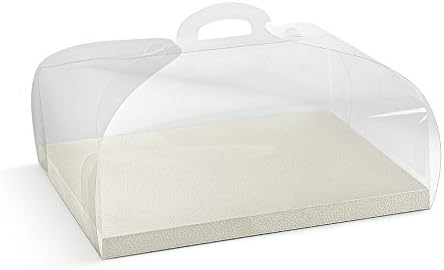 Caja de PVC con Base Piel Blanco Portatorta Porta tartas 34 x 24 x 12 cm: Amazon.es: Hogar