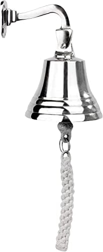 ACL Bar Accessories for Home Pub Hand Bell – Wall Mounted Bar Bell Nautical Decorations – Unique Silver Bell with Crisp Loud Sounds Ideal for Christmas, Reception, Pubs (5 Inch)