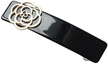 カメリアバレッタ ヘアクリップ 花 ヘアバレッタ パーティ ヘアアクセサリー カメリア 髪留め フラワー 髪飾り レディース モノトーン ベーシック フェミニン エレガント コンサバ 女性 黒 シンプル 上品 存在感 ハーフアップ 洗練 ブラック