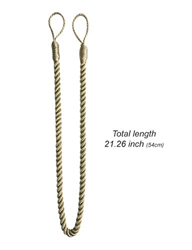 Home Queen Rope Tie Backs for Window Curtain with 4 Hooks, Hand Knitting Buckle Cord Drapery Holdbacks, 4 Pieces, Beige - Thumbnail 7