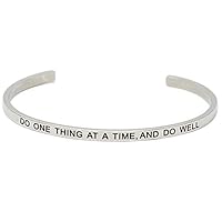 Toyvip Open Bracelet,Engraved Letter Bracelet,DO ONE THING AT A TIME AND DO WELL