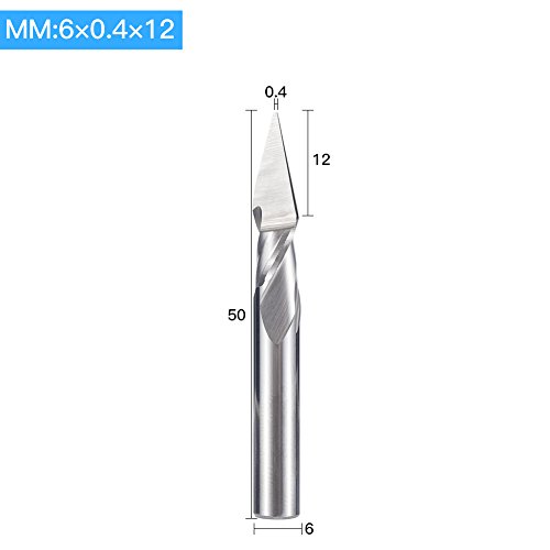 HUHAO 1PC 6mm 2 Flutes Spiral Pyramid Engraving Bits for Wood CNC Router Bit Carving Knife Degree 30 for 2D 3D Sculpture (2801)