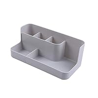 Zconmotarich Desktop Cosmetic Organizer Box Plastic Grid Divisions Makeup Holder Storage Case Grey