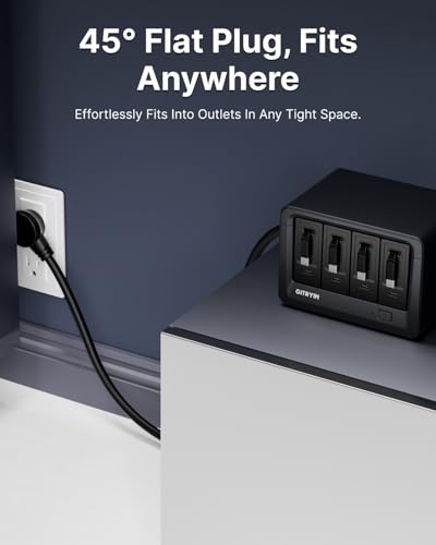 Gitryin 12-in-1 Desktop Charging Station with 4 Retractable Type-C Wall Chargers, 40W USB-C Power Strip with Flat Plug, Extension Cord with 1020J Surge Protection for Home Office Office