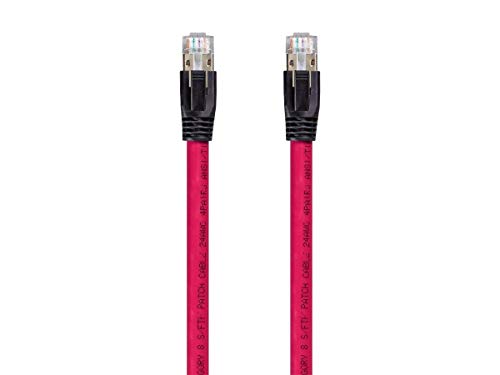 Monoprice Cat8 Ethernet Network Cable - 1 feet - Red | 2GHz, 40G, 24AWG, S/FTP - Entegrade Series