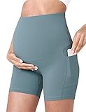 POSHDIVAH Women's Maternity Yoga Shorts Over The