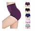 Lashapear Womens High Waist Underwear Solid Color Tummy Control Cotton Brief Panties 5 Pack, Color4, XX-Large
