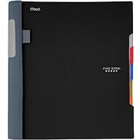 Five Star Advance Spiral Notebook, 5 Subject, College Ruled Paper, 200 Sheets, 11  x 8-1/2 inches, Black (73144)