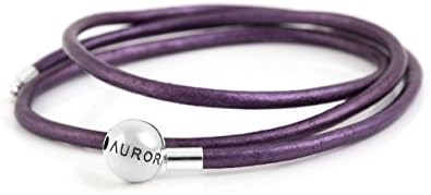 Purple Genuine Triple Leather Charm Bracelet with round sterling silver Clasp and optional Stopper S925, Purple Triple Leather bracelet, Leather Jewellery, fits Pandora